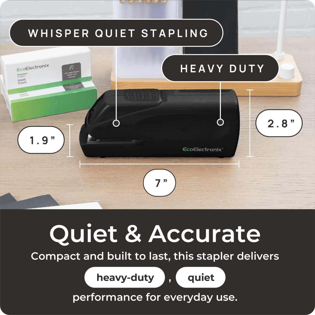 EcoElectronix StaplePro Black quiet electric stapler