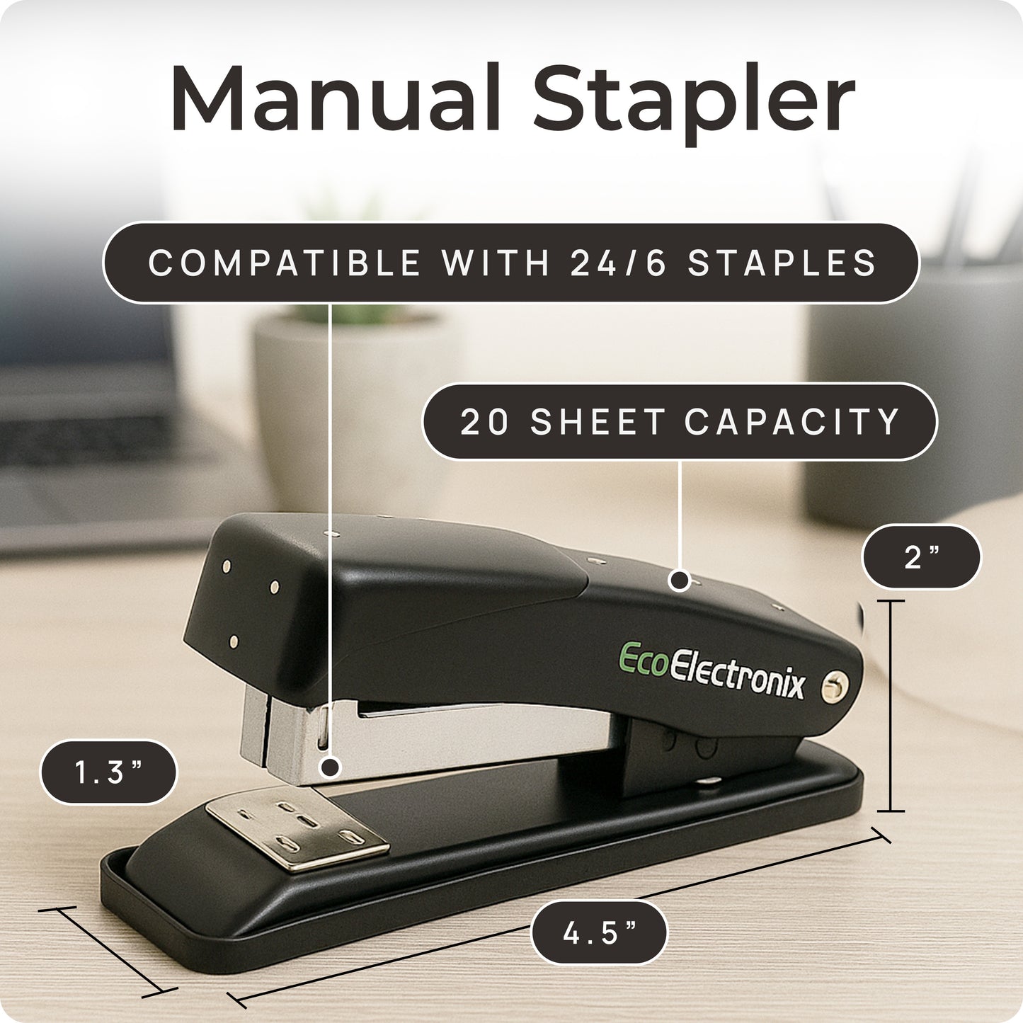 EcoElectronix Electric & Manual Stapler Office Bundle Kit - 50 Sheet Capacity, Quiet, Heavy Duty, Dual Power StaplePro & Staples